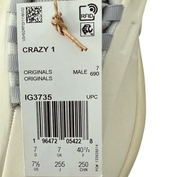 Adidas Crazy 1 Cream White Purple Basketball Shoes Men\'s 7.5 NWT IG3735 Kobe main image 4